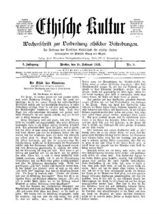 Die Ethik des Glaubens : (Schluß)