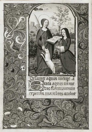 Die Heilige Agnes : Die Heilige Agnes (Illumination eines Stundenbuches) (1401/1500). Gotha: Forschungsbibliothek Memb. II 176 fol. 165 v