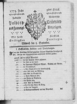 36tes Stück, Ausgabe vom 8. September 1773