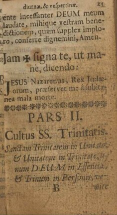 Pars II. Cultus SS. Trinitatis.