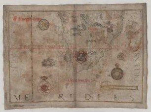 Seekarte, Handzeichnung, 1568, Bl. 24 Atlantischer Ozean, Indischer Ozean, Afrika (Südlicher Teil), Madagaskar