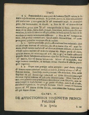 Caput V. De Affectionibus Disiunctis Principalibus.