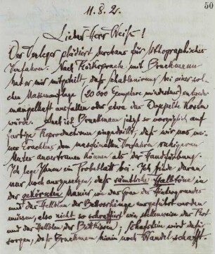 Brief an Emil Rudolf Weiss
