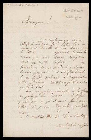 Brief von Martin Ernst von Schlieffen an Unbekannt