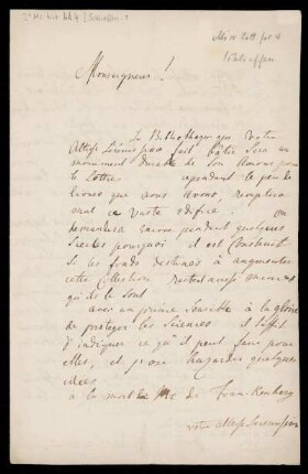 Brief von Martin Ernst von Schlieffen an Unbekannt