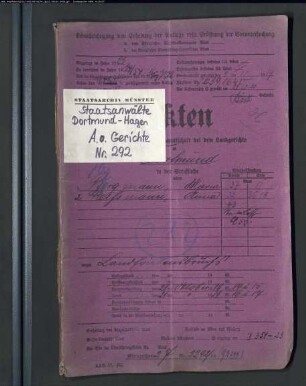 Angeklagter: Bergmann, Maria; Angeklagter: Reißmann, Anna: Landfriedensbruch (Plünderungen usw. in Hamm am 3.- 4.7.1919)