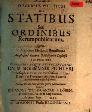 Discursus politicus de statibus seu ordinibus rerumpublicarum