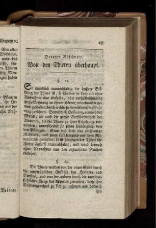 Dritter Abschnitt Von den Thieren überhaupt