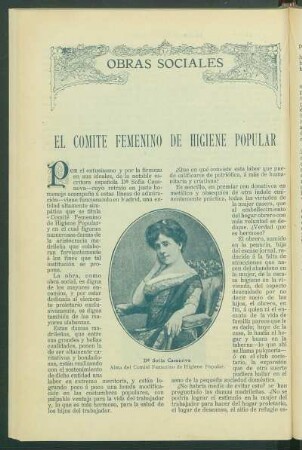 Obras sociales : El Comite femenino de Higiene popular