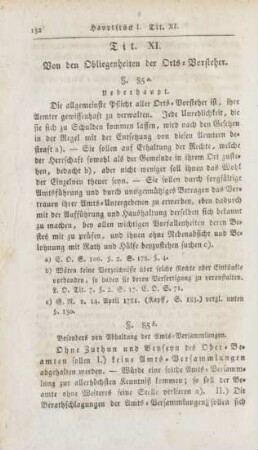 Tit. XI. Von den Obliegenheiten der Orts-Vorsteher