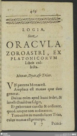 Logia, Sive Oracula Zoroastri, Ex Platonicirum Libris collecta