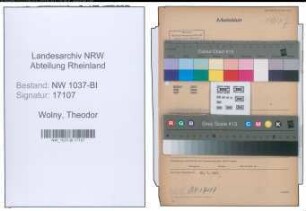 Entnazifizierung Theodor Wolny , geb. 06.11.1884 (Beamter)
