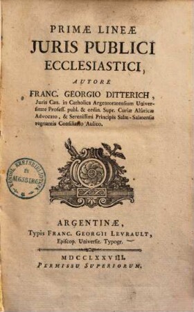 Primae Lineae Juris Publici Ecclesiastici