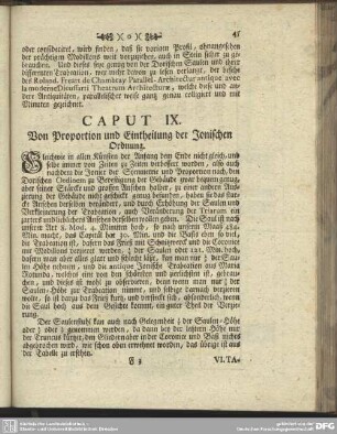 Caput IX. Von Proportion und Eintheilung der Ionischen Ordnung