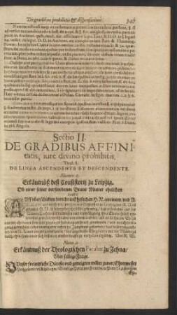 Sectio II. De Gradibus Affinitatis, iure divino prohibitis.