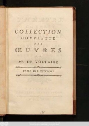T. 18 = [3], T. 5: Contenant Olimpie, Zulime, Les Guebres Et Sophonisbe