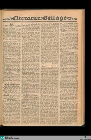 Karlsruher Tagblatt, [No. 253] Literatur-Beilage