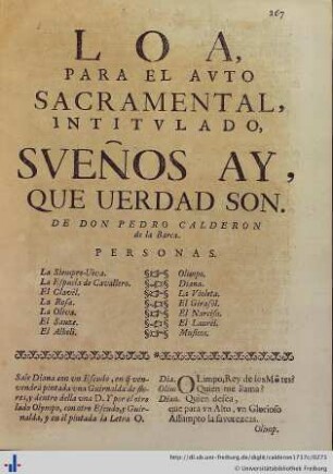 Loa para el Auto Sacramental Sueños ay que Verdades son.