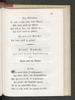 Urian's Nachricht.