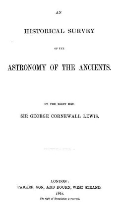 A historical survey of the astronomy of the ancients