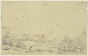Landschaft, Gebirgssee mit Dorf