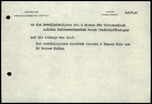 DAI Athen an E. Boehringer