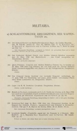 a) Schlachtenbilder, Kriegsszenen, Ber. Waffentaten etc. (Nr. 251-301)