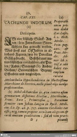 Cap. XXI. Cachunde Indorum