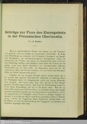Beiträge zur Flora des Elstergebiets in de Preussischen Oberlausitz