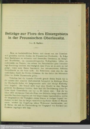 Beiträge zur Flora des Elstergebiets in de Preussischen Oberlausitz