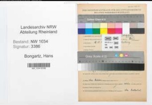 Entnazifizierung Hans Bongartz , geb. 15.10.1915 (Oberfeldwebel)
