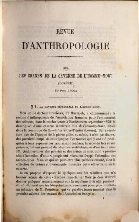 Revue d'anthropologie. 2. 1873