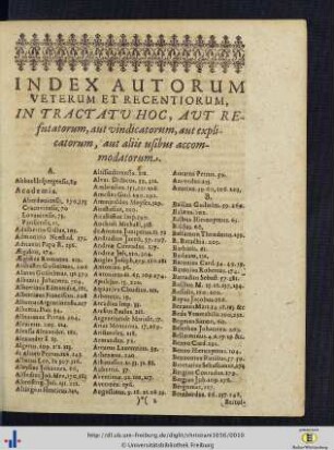Index Autorum Veterum Et Recentiorum.