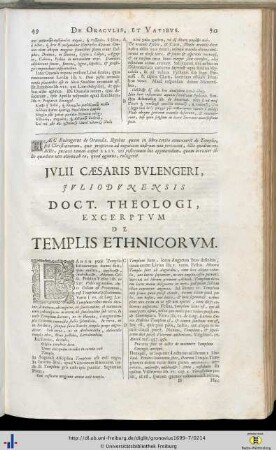 Julius Caesarus Bulengerus: De Templis Ethnicorum.
