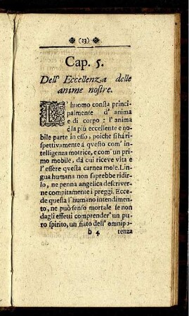 Cap. 5. Dell' Eccellenza delle anime nostre.