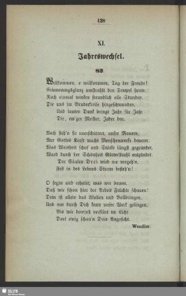 XI. Jahreswechsel