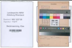 Entnazifizierung Else Beckmaenning , geb. 19.03.1903 (Postassistentin)