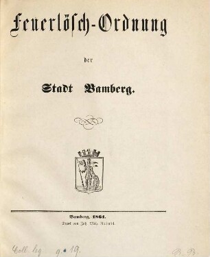 Feuerlösch-Ordnung der Stadt Bamberg