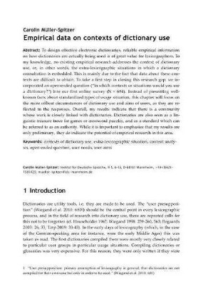 Empirical data on contexts of dictionary use