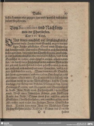 Von Succession und Nachkommen der Churfürsten
