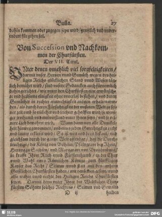 Von Succession und Nachkommen der Churfürsten