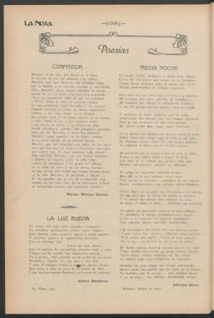 Poesías : Confiteor [y] La luz buena [y] Media noche