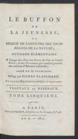 T. 5: Végétaux et minéraux