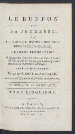 T. 5: Végétaux et minéraux