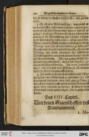 Das XXIV. Capitel: Von denen Eigenschafften des Frauenzimmers