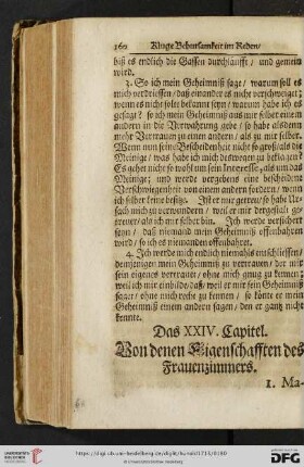 Das XXIV. Capitel: Von denen Eigenschafften des Frauenzimmers