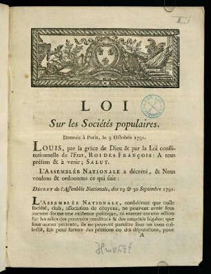 1-3, Loi Sur les Sociétés populaires.