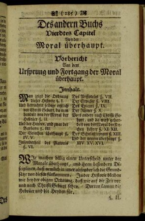 Vorbericht Von dem Ursprung und Fortgang der Moral überhaupt.