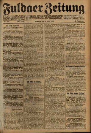 Erste Ausgabe vom Samstag, den 01. Mai 1915.