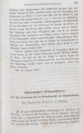 267-327 Schleiermacher's Erkenntnißtheorie und ihre Bedeutung für die Grundbegriffe der Glaubenslehre